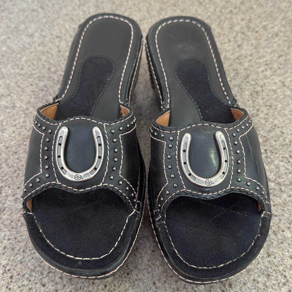 Ariat Platform Wedge Sandals Leather Horseshoe